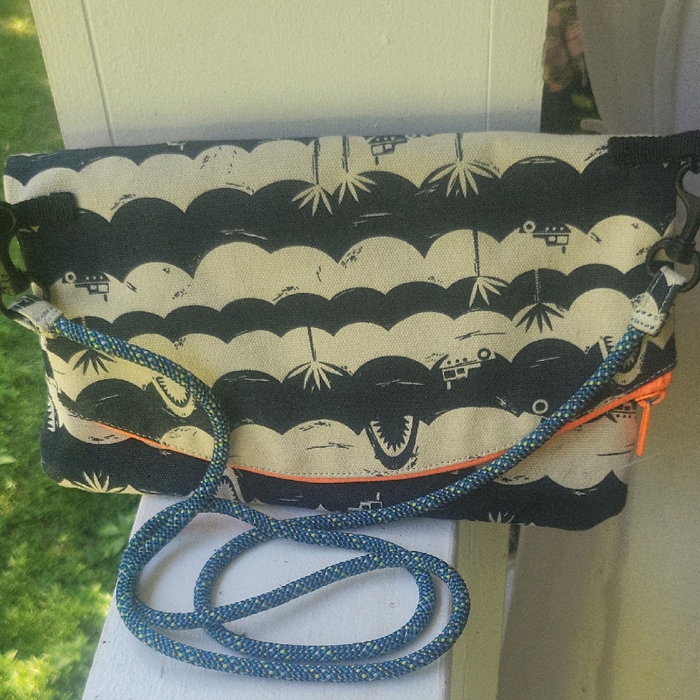 Kava Chic Navy Blue and Cream Crossbody Bag with Nautical Design